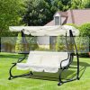 Swing bed 3-person garden seating set 200x120x164 cm beige-black garden lounger