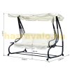 Swing bed 3-person garden seating set 200x120x164 cm beige-black garden lounger