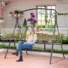 Rocking bed 2-person metal garden seating set 167x123x175 cm bronze
