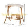 Wooden swing bed for 2 persons pine garden furniture 170x135x170 cm with white awning