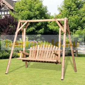   Hintaágy 2 személyes tömör fa kerti bútor 187x137x170 cm