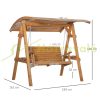 Garden swing bed for 2 persons 189x162x180 cm with adjustable roof outdoor rocking chair made of pine wood