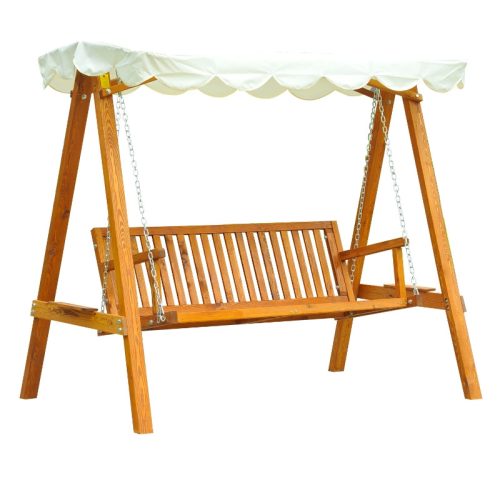 Wooden swing bed for 3 persons pine garden furniture 200x130x185 cm