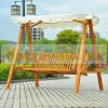 Wooden swing bed for 3 persons pine garden furniture 200x130x185 cm