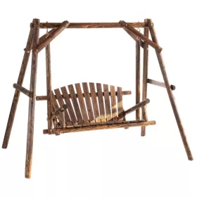   Hintaágy 2 személyes tömör fa barna kerti bútor 187x137x170 cm