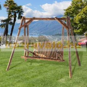   Hintaágy 2 személyes tömör fa barna kerti bútor 187x137x170 cm