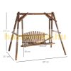 Swing bed for 2 persons solid wood brown garden furniture 187x137x170 cm