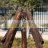 Swing bed for 2 persons solid wood brown garden furniture 187x137x170 cm