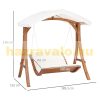 Swing bed 2-person solid wood garden furniture 189.5x162x216 cm beige sunbed outdoor lounger 