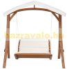 Swing bed 2-person solid wood garden furniture 189.5x162x216 cm beige sunbed outdoor lounger 