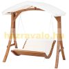 Swing bed 2-person solid wood garden furniture 189.5x162x216 cm beige sunbed outdoor lounger 