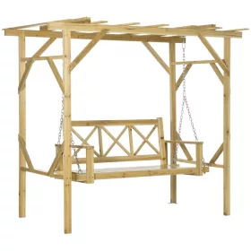   Hintaágy pergolával kétszemélyes 221x140x196 cm állítható magasságú tömörfa váz 