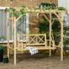 Swing bed with pergola for two persons 221x140x196 cm adjustable height solid wood frame 