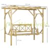 Swing bed with pergola for two persons 221x140x196 cm adjustable height solid wood frame 