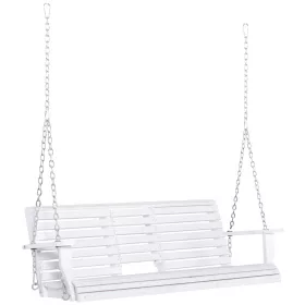   Veranda hintaágy 2-3 személyes fehér függő hintaszék 150x75x53 cm fa hintapad felfüggesztett pad