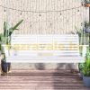Veranda swing bed 2-3 persons white hanging swing chair 150x75x53 cm wooden swing bench suspended bench