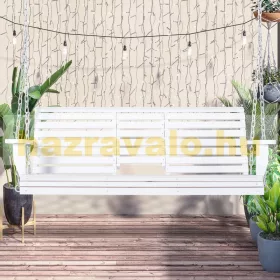   Veranda hintaágy 2-3 személyes fehér függő hintaszék 150x75x53 cm fa hintapad felfüggesztett pad