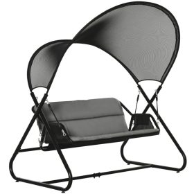   Hintaágy kétszemélyes kerti napozóágy fekete 166x140x187 cm