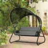 Swing bed double garden sunbed black 166x140x187 cm