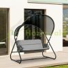 Swing bed double garden sunbed black 166x140x187 cm