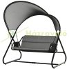 Swing bed double garden sunbed black 166x140x187 cm