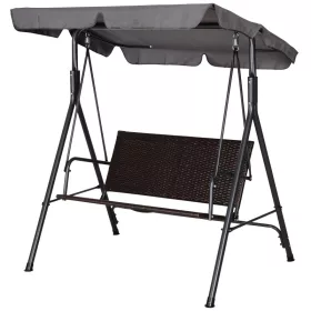   Hintaágy 2 személyes polirattan kerti ülőgarnitúra 140x110x151 cm állítható tetővel