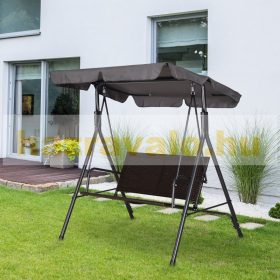   Hintaágy 2 személyes polirattan kerti ülőgarnitúra 140x110x151 cm állítható tetővel