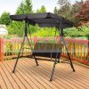 Swing bed 2-person polyrattan garden seating set 140x110x151 cm with adjustable roof