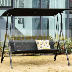   Hintaágy 2 személyes kerti ülőgarnitúra 172x110x155 cm fekete