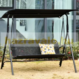   Hintaágy 2 személyes kerti ülőgarnitúra 172x110x155 cm fekete