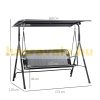 Swing bed 2-person garden seating set 172x110x155 cm black