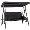 Swing bed 3-person garden seating set 120x208x172 cm black with two small tables