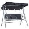 Swing bed 3-person garden seating set 171x108x154 cm black