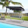 Swing bed 3-person garden seating set 171x108x154 cm black