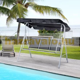   Hintaágy 3 személyes kerti ülőgarnitúra 171x108x154 cm fekete