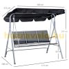 Swing bed 3-person garden seating set 171x108x154 cm black