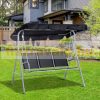 Swing bed 3-person garden seating set 171x108x154 cm black