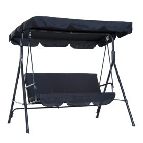   Hintaágy 3 személyes masszív hintaszék fekete 172x110x152 cm