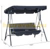 Rocking bed 3-person massive rocking chair black 172x110x152 cm