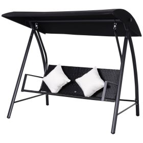   Hintaágy 3 személyes polirattan kerti ülőgarnitúra 198x124x179 cm fekete