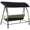 Swing bed 3-person polyrattan garden seating set 198x124x179 cm black