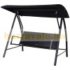 Swing bed 3-person polyrattan garden seating set 198x124x179 cm black