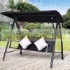 Swing bed 3-person polyrattan garden seating set 198x124x179 cm black