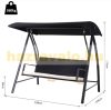 Swing bed 3-person polyrattan garden seating set black 198x124x179 cm