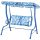 Children's swing bed with awning 110x70x110 cm 2-seat garden swing for 3-6 years old blue