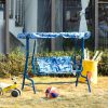 Children's swing bed with awning 110x70x110 cm 2-seat garden swing for 3-6 years old blue