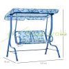 Children's swing bed with awning 110x70x110 cm 2-seat garden swing for 3-6 years old blue