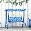 Children's swing bed with awning 110x70x110 cm 2-seat garden swing for 3-6 years old blue