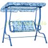 Children's swing bed with awning 110x70x110 cm 2-seat garden swing for 3-6 years old blue