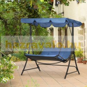   Hintaágy 2 személyes kerti nyugágy 160x117x173 cm kék napozóágy